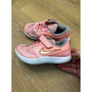 Nike Girls’ Flex Contact 2 Sneakers – Size 10C Toddler Pink Rose Gold